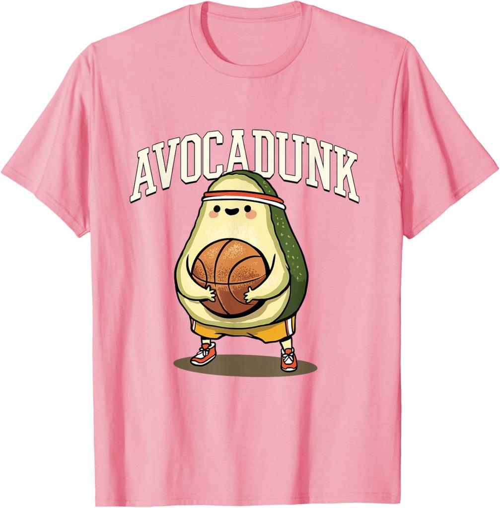 Avocadunk Avocado Basketball Pun Graphic Tee Funny Food Lover Gift Casual T-Shirt