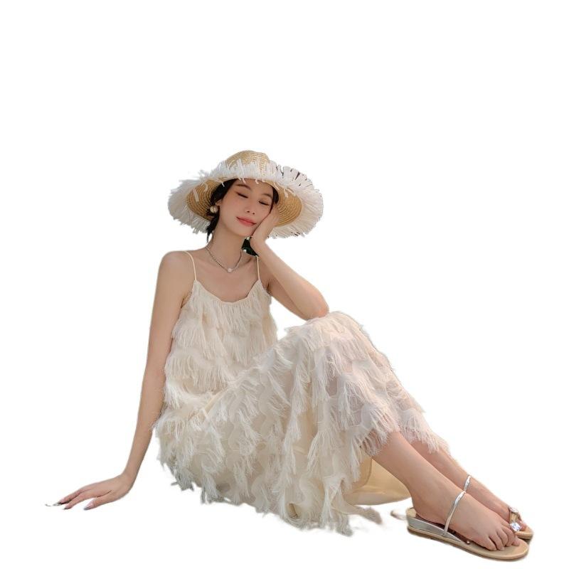 White Suspender Dress Womens Summer Small Dress