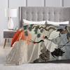 Soft Warm BlanketStudents Travel Chinese Style Crane Throw Blanket Flannel Bedspread For Couch Bed Novelty Sofa Bed Cover