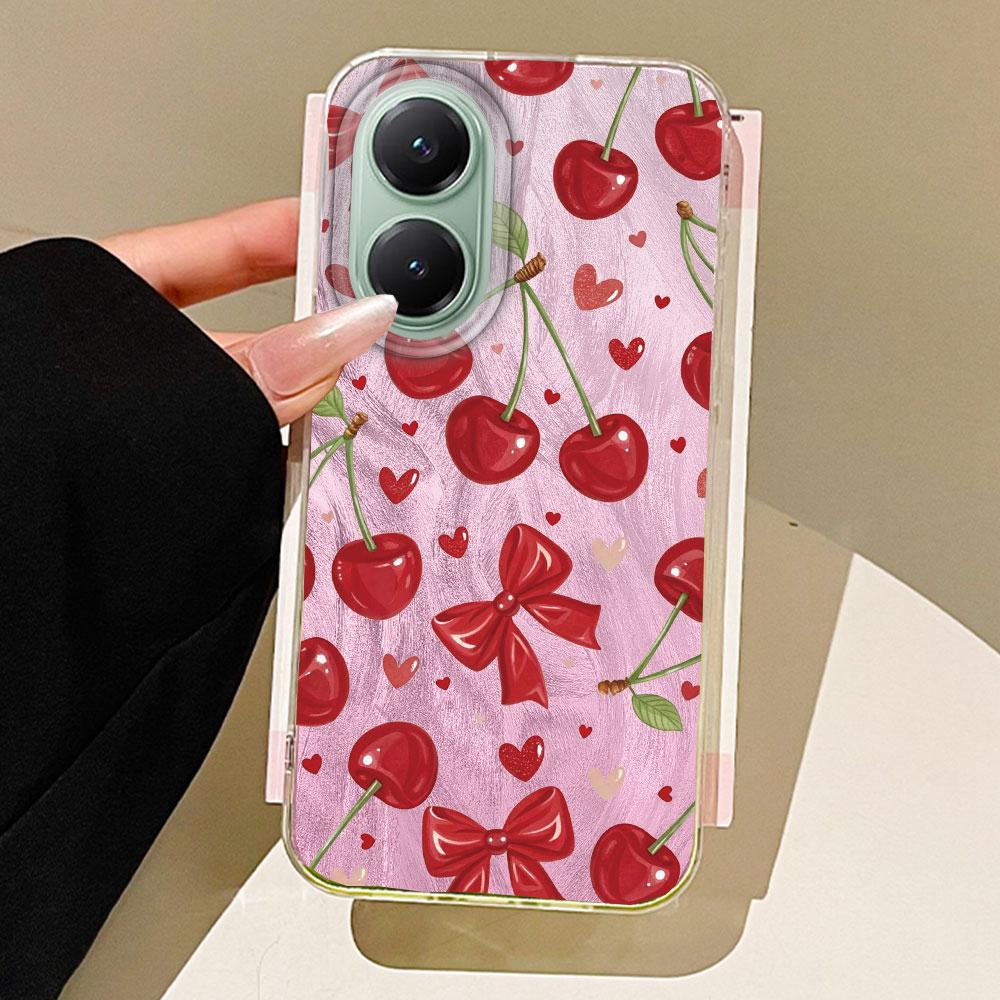 Circular Dots Cherry Fruit Feather Texture Phone Case for Xiaomi Poco X5 X7 M6 Pro X6 X3 Pro NFC C75 C71 C65 C61 M5S TPU Cover