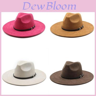 Traditional Ethnic Style Fedora Hat With Suede Fabric And Wide Brim For Winter Wear