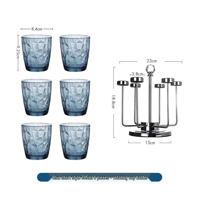 ZhiMei Global Blue Diamond Crystal Glass Set with Rotating Rack