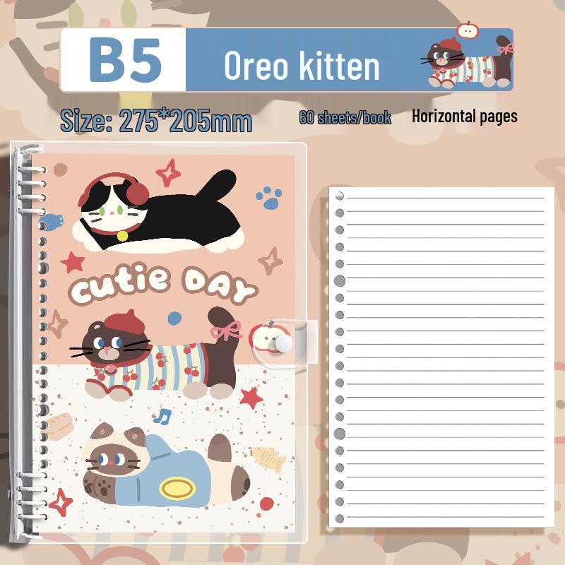 Small Animal Transparent PVC Loose-Leaf Notebook with Student-Friendly Soft B5 Cover and Iron Clip