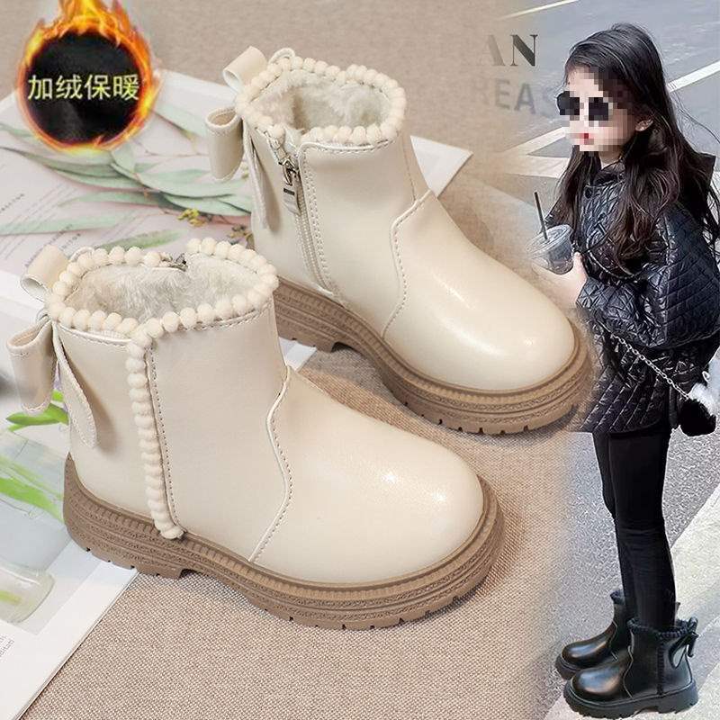 Classmate 2025 fried street girls small fragrant wind short boots children's princess shoes autumn and winter foreign style versatile velvet Mart