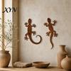 Wooden Door Iron Decor 2Pcs Metal Gecko Frog Wall Art, Rustic Lizard for Outdoor Garden, Anti-rust Patio & Yard, Distressed Finish Animal Hanging