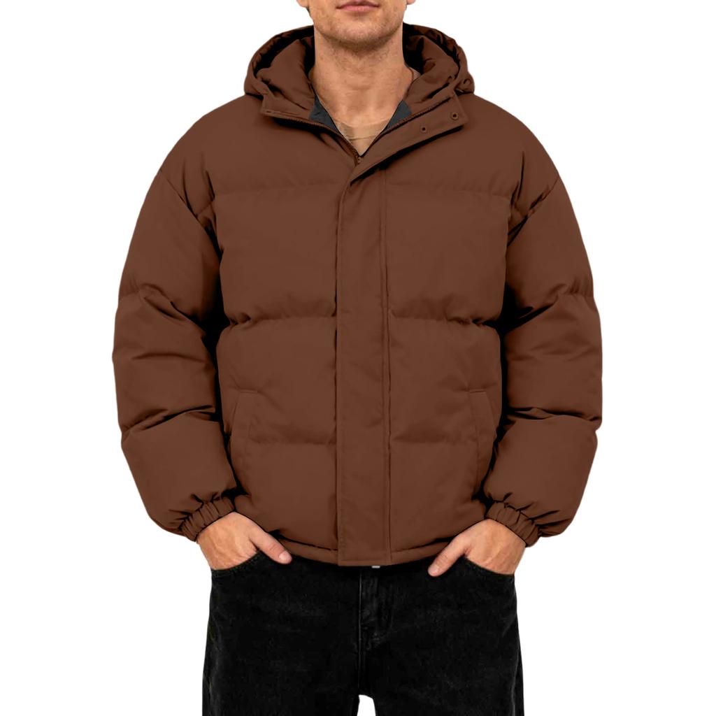 Herren Oversized Casual Daunenjacke mit langen Ärmeln und Kapuze