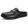 Fashion New Breathable Dress Shoes Genuine Leather Mens Slip on Shoes Fashion Men Half Loafers Slides Breathable Mules for Man Flats