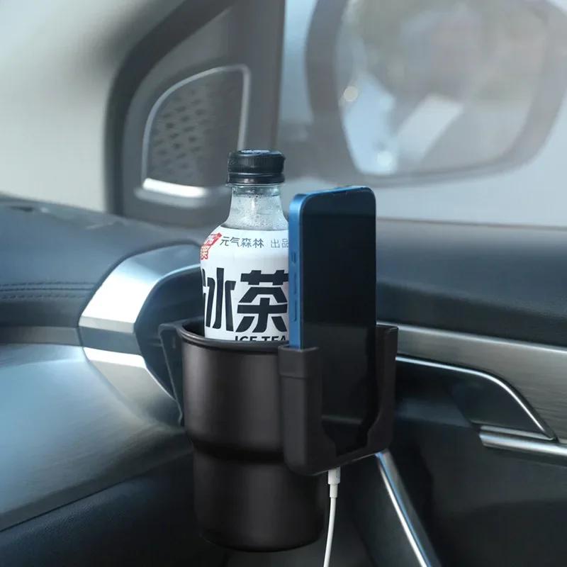 Car Water Cup Holder 2 in 1 Beverage Holder Trash Can Mobile Phone Holder Air Outlet Chair Back Door Armrest Multifunctional Box