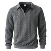 Men's Cable Knit Half-Zip Polo Sweater, Casual Long Sleeve Knit Top