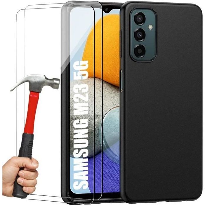 Coque de protection - Samsung - Galaxy M23 5G - Silicone Anti-Choc - 2 Verres Trempés - Noir