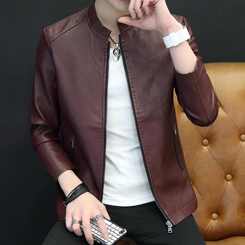 Spring and Autumn New Men's Leather Casual Fashion Trend PU Leather Motorcycle Jacket