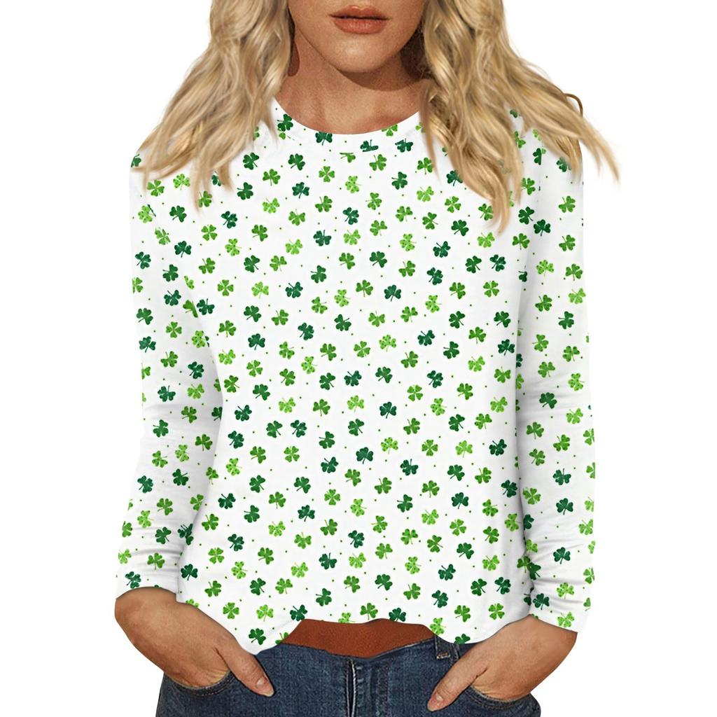 Women's Everyday Casual Long Sleeve St. Patrick's Day Printed O-Neck Top