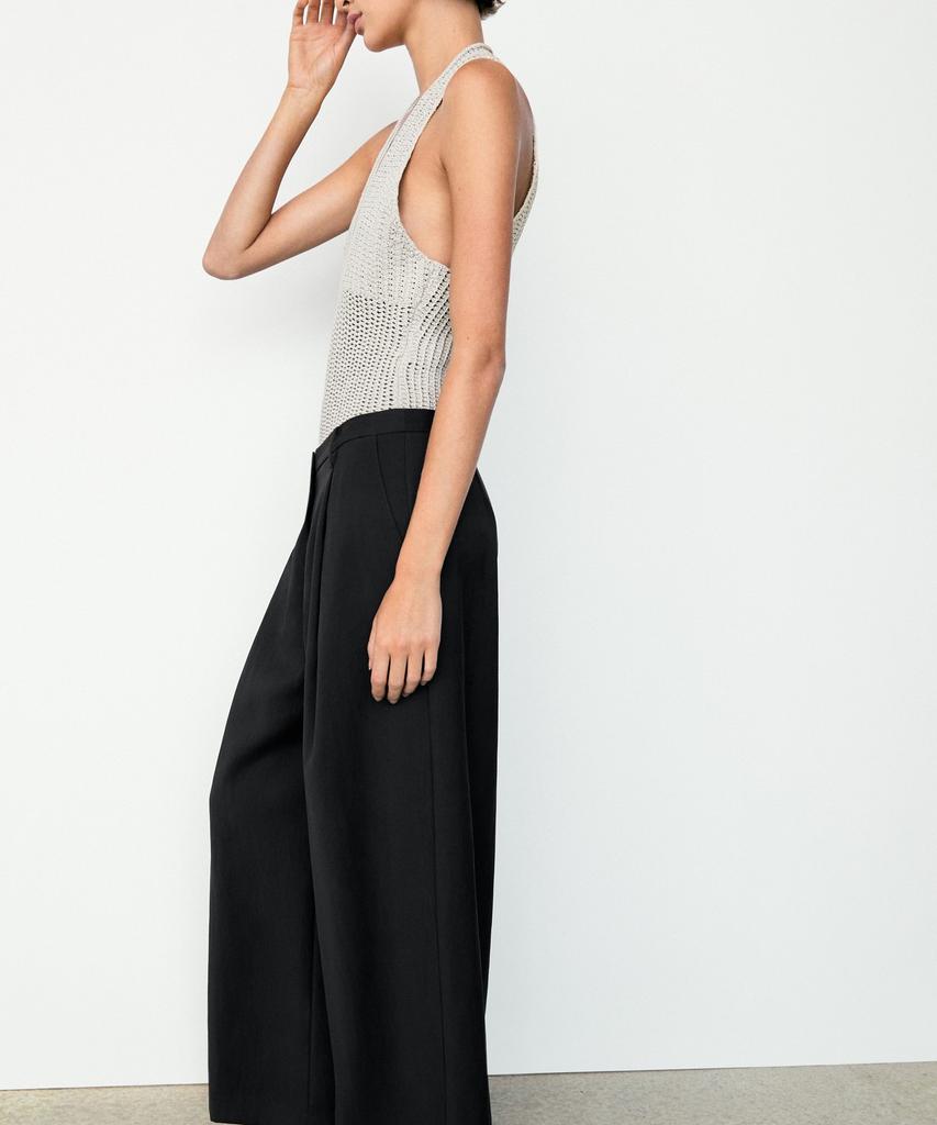 Masimodutti Crop Wide Leg Fluid Pants