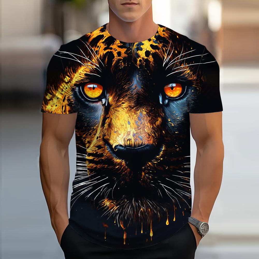 Sommer Männer Kinder 3D Gedruckt Leopard T-Shirt Mode Oansatz Tops Tees Männlichen Mode Kurzarm Kleidung Lässig Stilvolle Streetwear