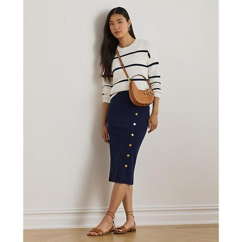 Lauren Ralph Lauren Rib Knit Pencil Skirt Button Trim Wmlrskts6h20292410 XS