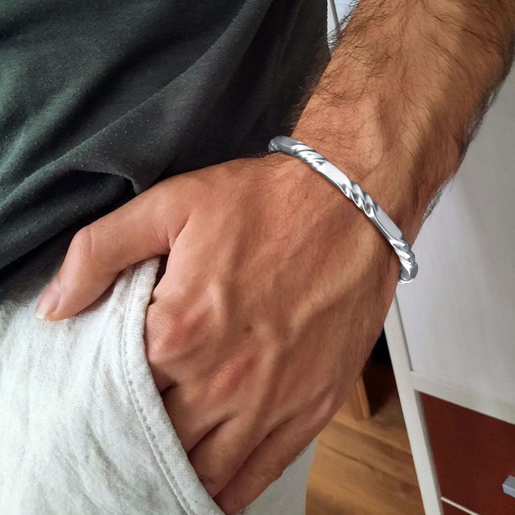 Vintage Twisted Open Bracelet for Men,Stainless Steel Irregular Twisted Bangle,Retro Punk Jewelry Gift