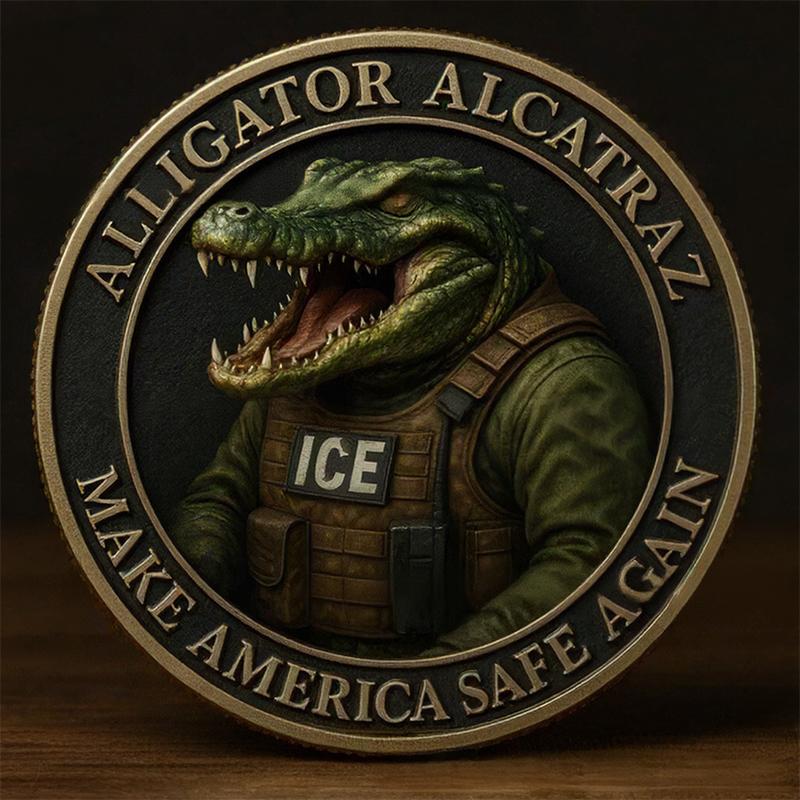 Alligator Alcatraz Collectible Coin Novelty 2025 Alligator Alcatraz Merch Alligator Alcatraz Challenge Coin Gifts Decorative