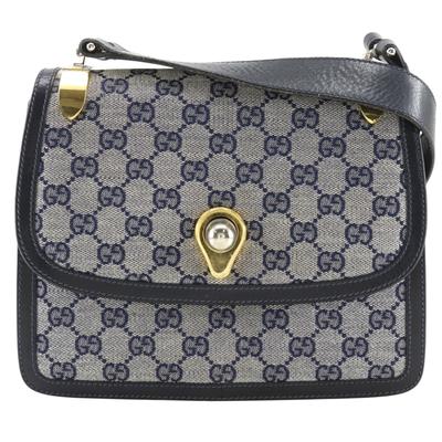 Bolsa de Ombro Gucci Antiga vintage Lona GG Azul Marinho Feminina Usada