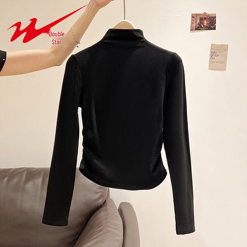 Shuangxing Women s Mock Neck Ruched Long Sleeve Top XL