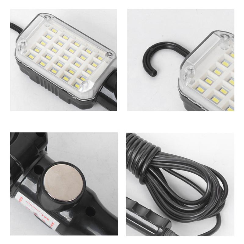 AC 220V LED Flashlight with Magnetic Base 12.5W Rechargeable Work Lights Portable Inspection Construction Light for Car Repair
