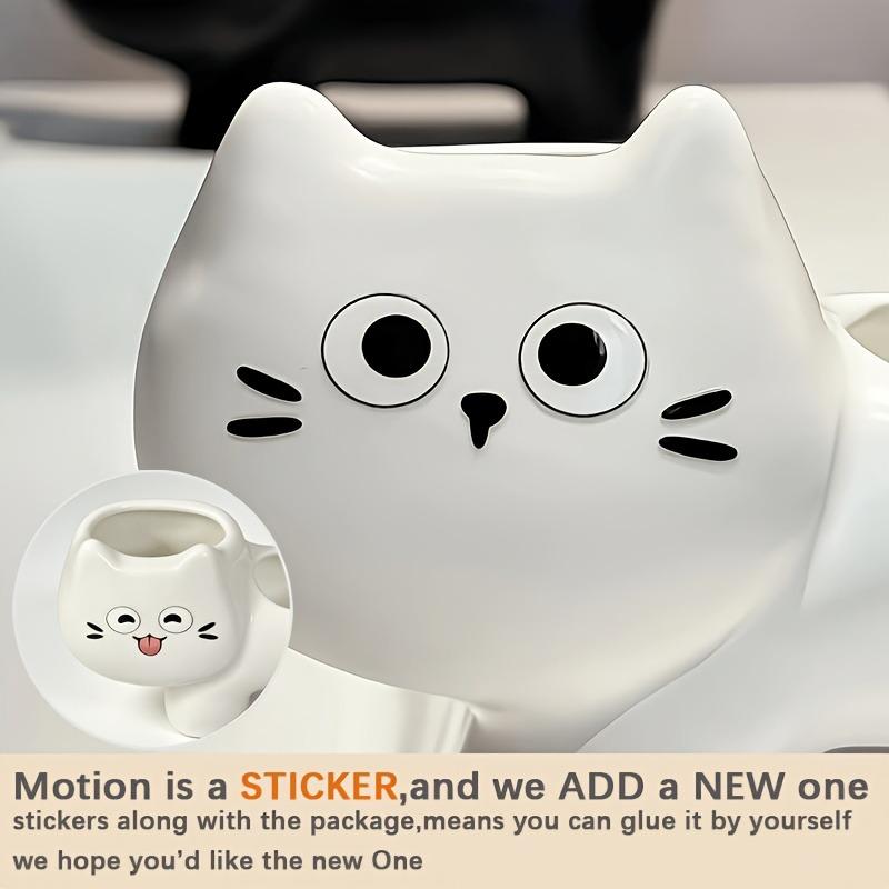 Cute Cat-Shaped Ceramic Toothbrush Holder, Space-Saving Bathroom Storage Stand with Sturdy Base