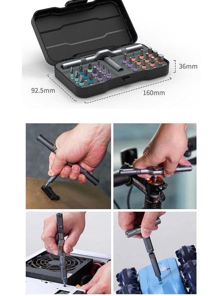 24-in-1 T-Handle Ratchet Screwdriver & S2 Bit Set Repair Tool