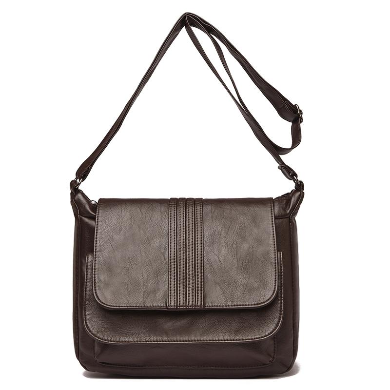 Women's Leather Crossbody Bag with Flap Closure Adjustable Strap Shoulder Bag for Daily