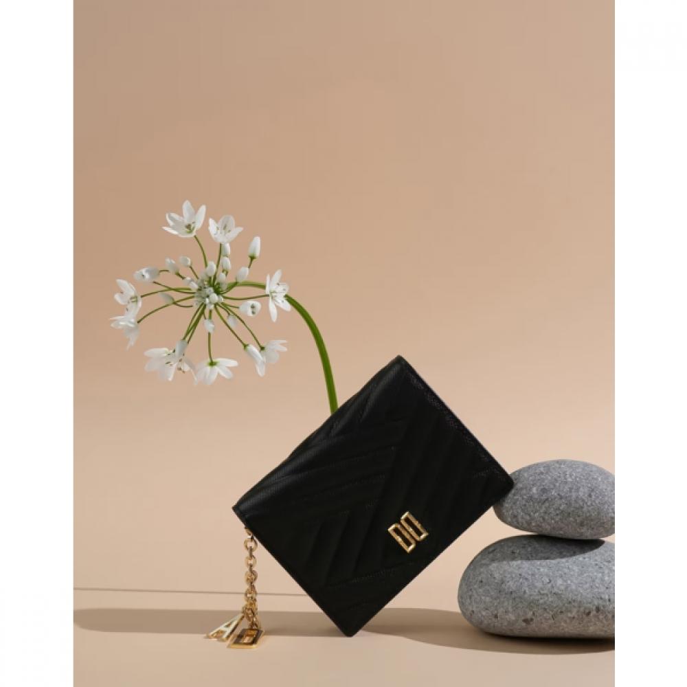 Daks Black Quilted Logo Charm Wallet Dcwa2f218bk
