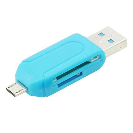 

2 в 1 USB-кардридер OTG Универсальный микро-USB TF SD-кардридер для ПК-телефона синий