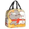 Custom Peach And Goma Mochi Cat Cuddling Thermal Insulated Lunch Bags Women Resuable Lunch Tote for School Storage Food Box