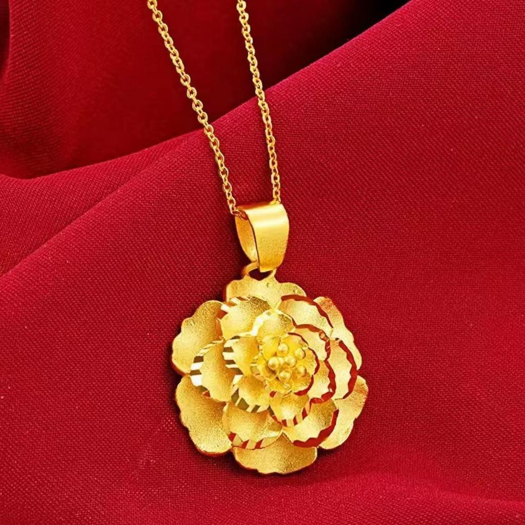 Vergoldter Pfingstrosen-Anhänger für Damen: Symbol für Reichtum & Wohlstand, Langlebige & Lichtbeständige Schlüsselbein-Kette.