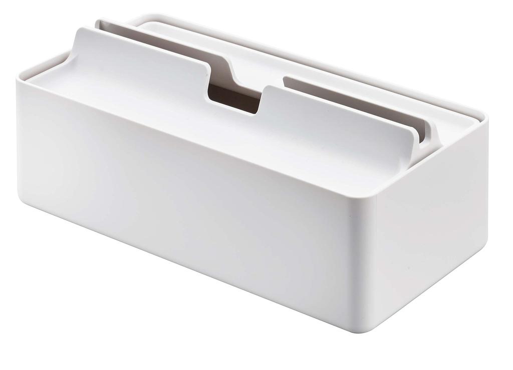 Yamazaki Tower Tissue Tray with Paper Towel x x H10cm Case, 5874, Lid, Case, White, Approx. W26.5 D13.5