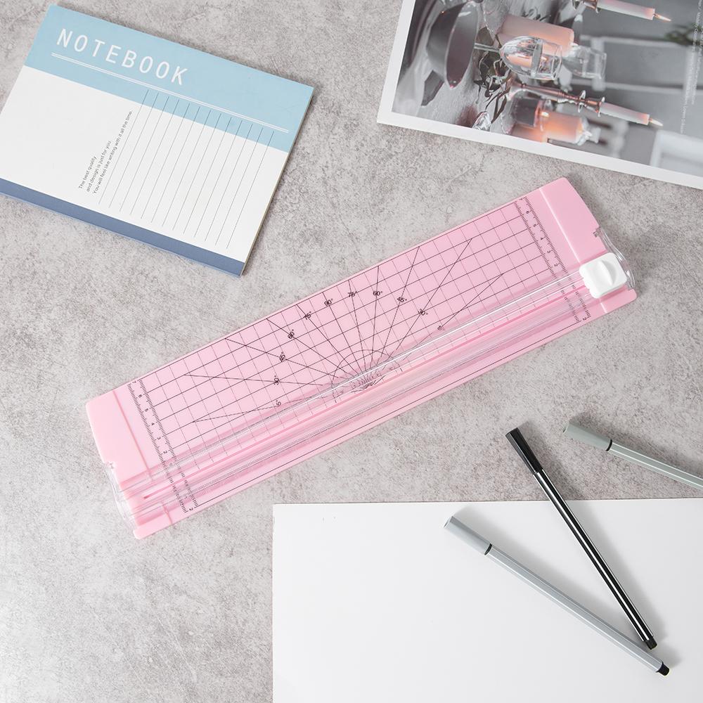 

1 шт. защитный нож для бумаги формата А4 и боковая линейка для скрапбукинга, инструмент для бумаги ручной работы, купонов, этикеток розовый