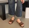 Flat Bottomed One Word Fashionable Cool Slippers 2026 Summer New Retro Woven Open Toe Low Heel, Worn Outside Half Drag