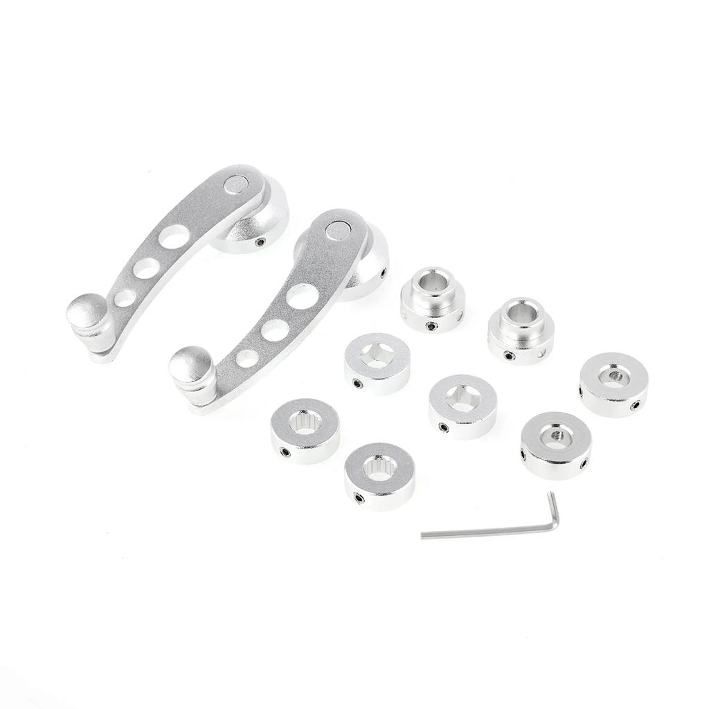 2Pcs Universal Car Window Rocking Handle Riser Winder Aluminum Alloy Winder Handle Crank Riser Kit Silver/Black