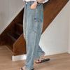 New Arrivals Open Run Women Damage Cargo Denim Baggy Pants Light Blue Mpn