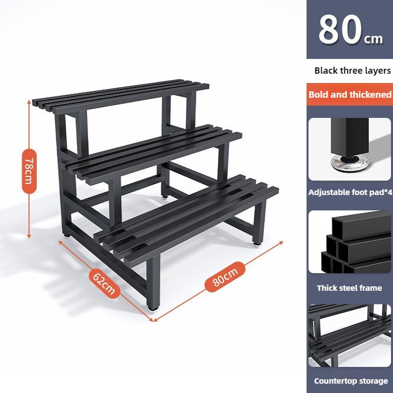 Stainless Steel Metal Flower Step Display Stands Balcony Flower Room Plant Rack Waterproof Multi-Layer Ladder Shelf