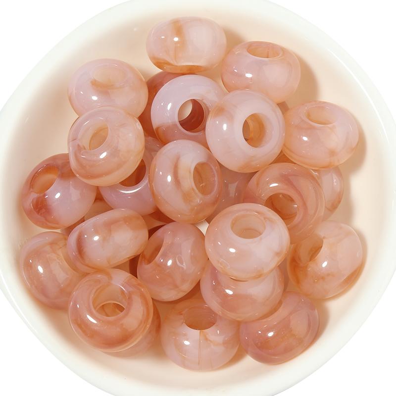 50Pz 14X8mm Perline Acriliche Multicolore Alta Qualità Foro Grande Perline Distanziatrici Sfuse Per Gioielli Fai da Te Braccialetti Collane Accessori