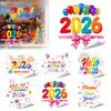 1/2 Sheets 2026 New Year Window Cling Removable Waterproof Static Glass Sticker Happy New Year Holiday Festival Decoration Decal