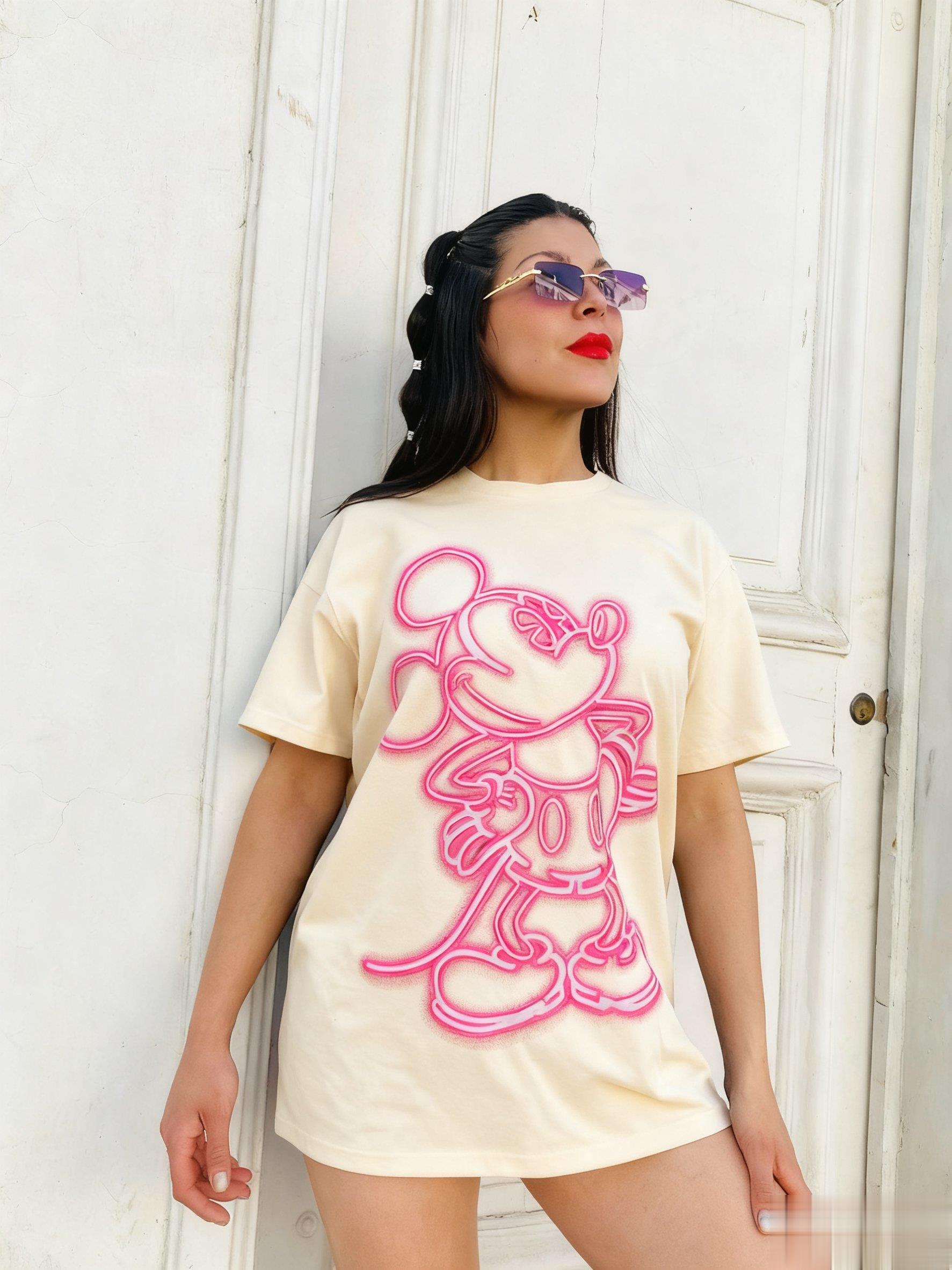 Mickey Mouse T Shirt Women New Summer Casual Streetwear Graphic Tee Cotton Short Sleeve Top Disney Cartoon Print Trendy Fashion S