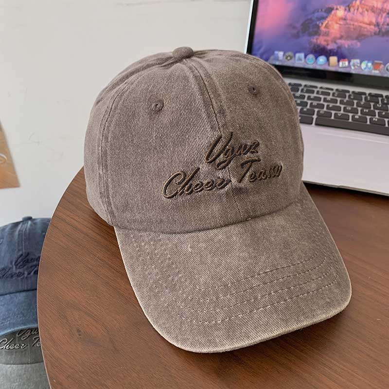 Vintage Washed Cotton Baseball Cap Women Letter Embroidery Adjustable Sun Hat Outdoor Sunshade Duck Tongue Caps