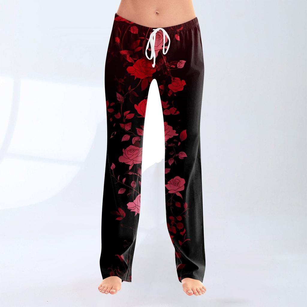 Women's Fashion Loose Casual Bow Printed Casual Pants