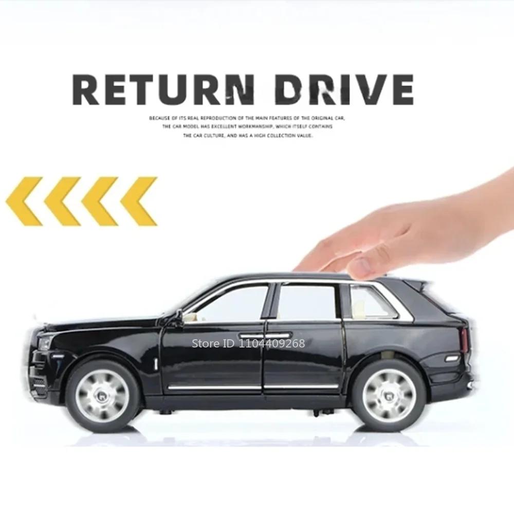 1:24 Rolls Royce Cullinan Phantom Alloy Car Model Toy Simulation SUV Diecast Metal Pull Back Sound Light Collect Hobby Ornaments