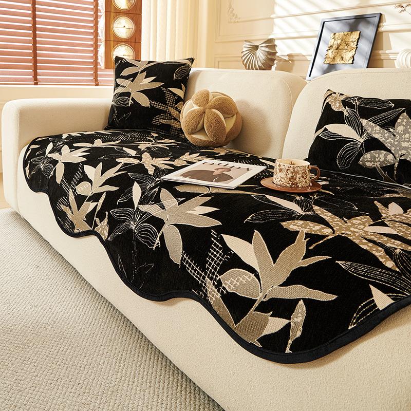 Special-shaped sofa cushion Straight row leather sofa seat cushion Fixed non-slip Irregular one-piece sofa cover universal in all seasons