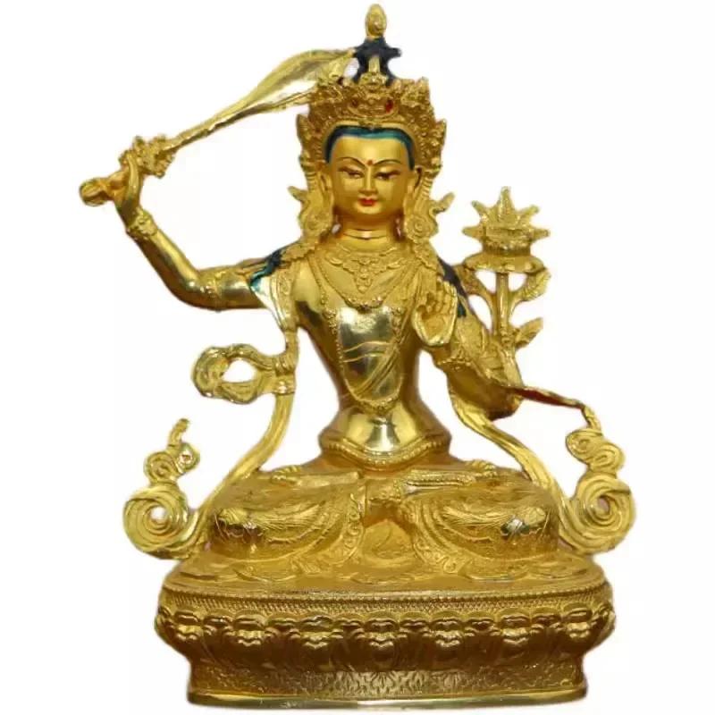 Feng Shui Copper Attract  Wealth Tibetan Tantric Manjushri Buddha Statue Craft Desktop Decor