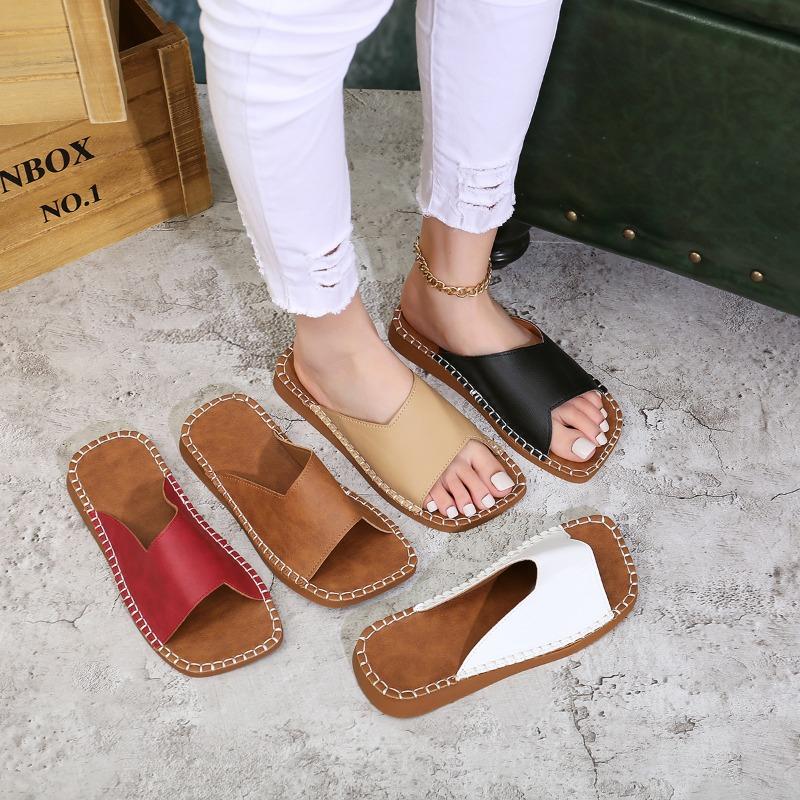 Women Slippers  Summer Luxury Fashion Flat Sandals Open Toe Non-Slip Outdoor Beach Slippers Slides Women