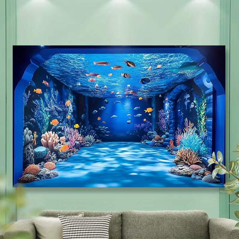 

2D Coral Reef Ocean Tapestry, Underwater Aquarium Scene with Fish 47.2x31.5inch/120*80cm