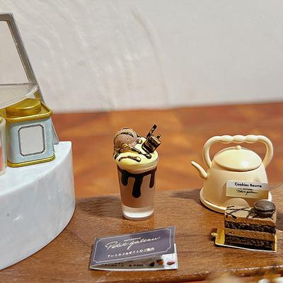 1/12 Puppenhaus Miniatur Zubehör Dekoration Mini Haselnuss Kakao Eis Mokka Tasse Getränke Modell Spielzeug Sommer Getränke Ornamente