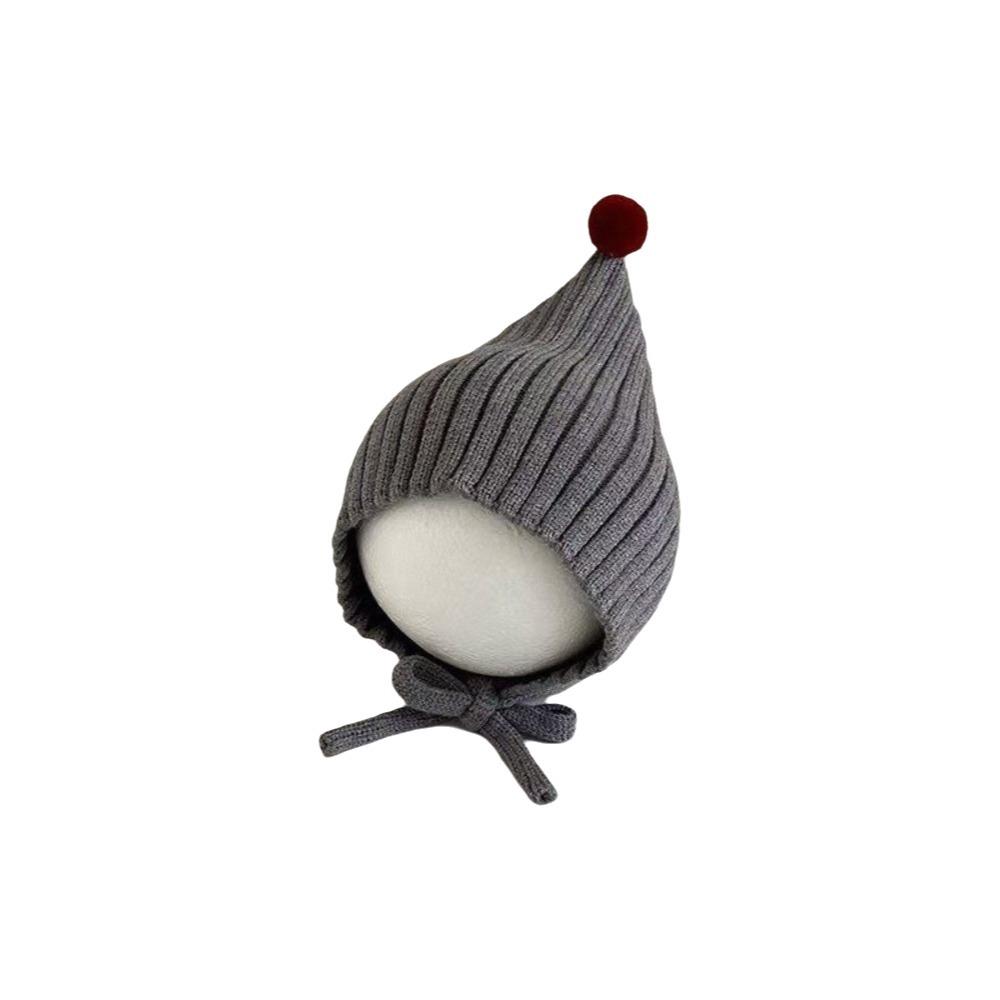 Comfortable Lacing Beanie Cap Solid Color Earmuffs Cap Cute Children Pullover Hat Autumn Winter