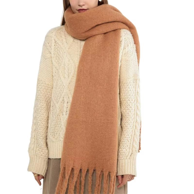 Winter Thick Warm Scarf Women Cashmere Shawl and Wraps Pashmina Neckerchief Bufanda Female Solid Tassel Echarpe Poncho